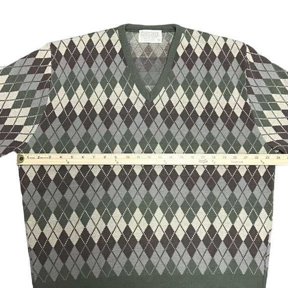 VTG Lord Jeff Argyle Sweater Men's XL V-Neck USA Fine Wool Blend X-Large - Picture 3 of 9